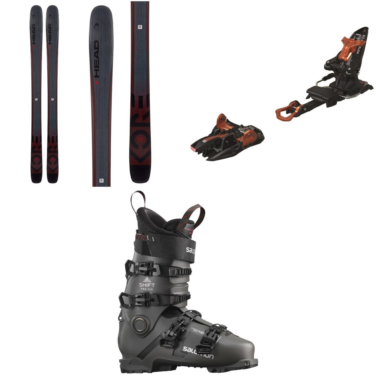 Head Kore 99 Skis + Marker Kingpin 13 Alpine Touring Ski Bindings + Salomon Shift Pro 120 Alpine Touring Ski Boots 2022