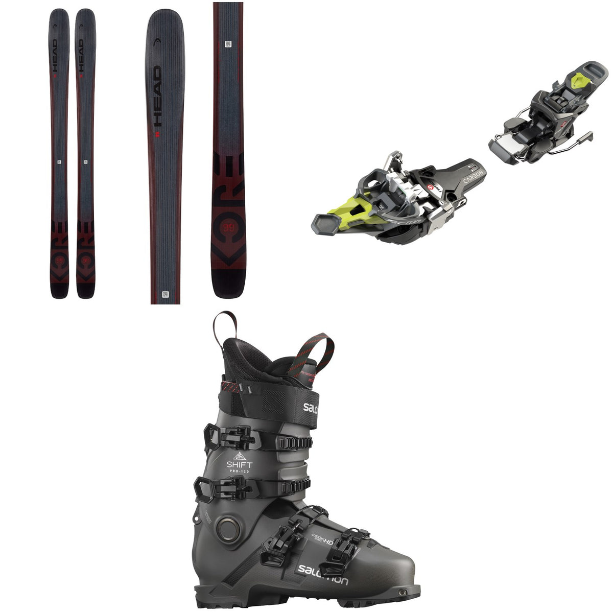 Head Kore 99 Skis + Fritschi Tecton 12 Alpine Touring Ski Bindings + Salomon Shift Pro 120 Alpine Touring Ski Boots 2022