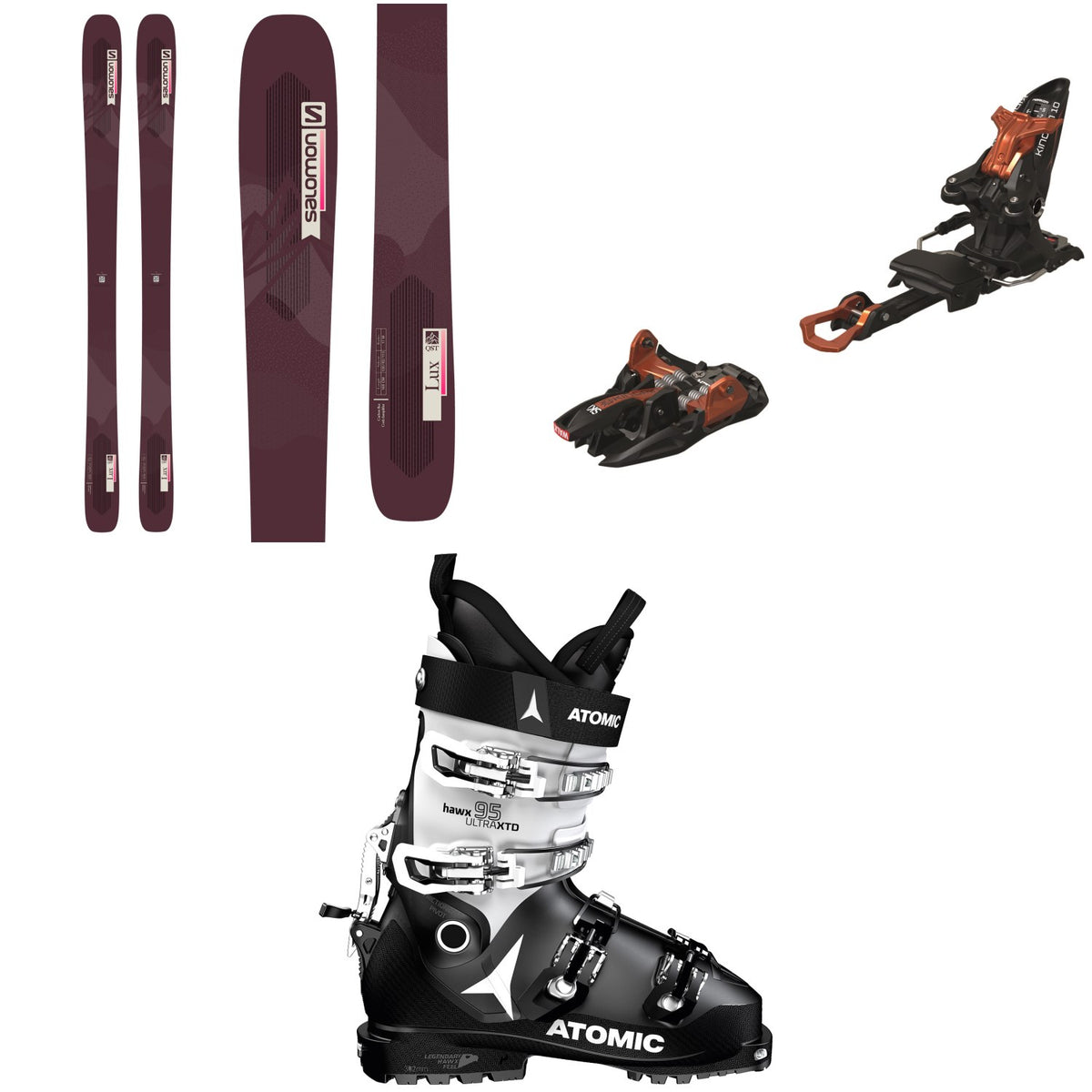 Salomon QST Lux 92 Skis + Marker Kingpin 10 Alpine Touring Ski Bindings + Atomic Hawx Ultra XTD 95 W CT GW Alpine Touring Ski Boots - Women's 2022