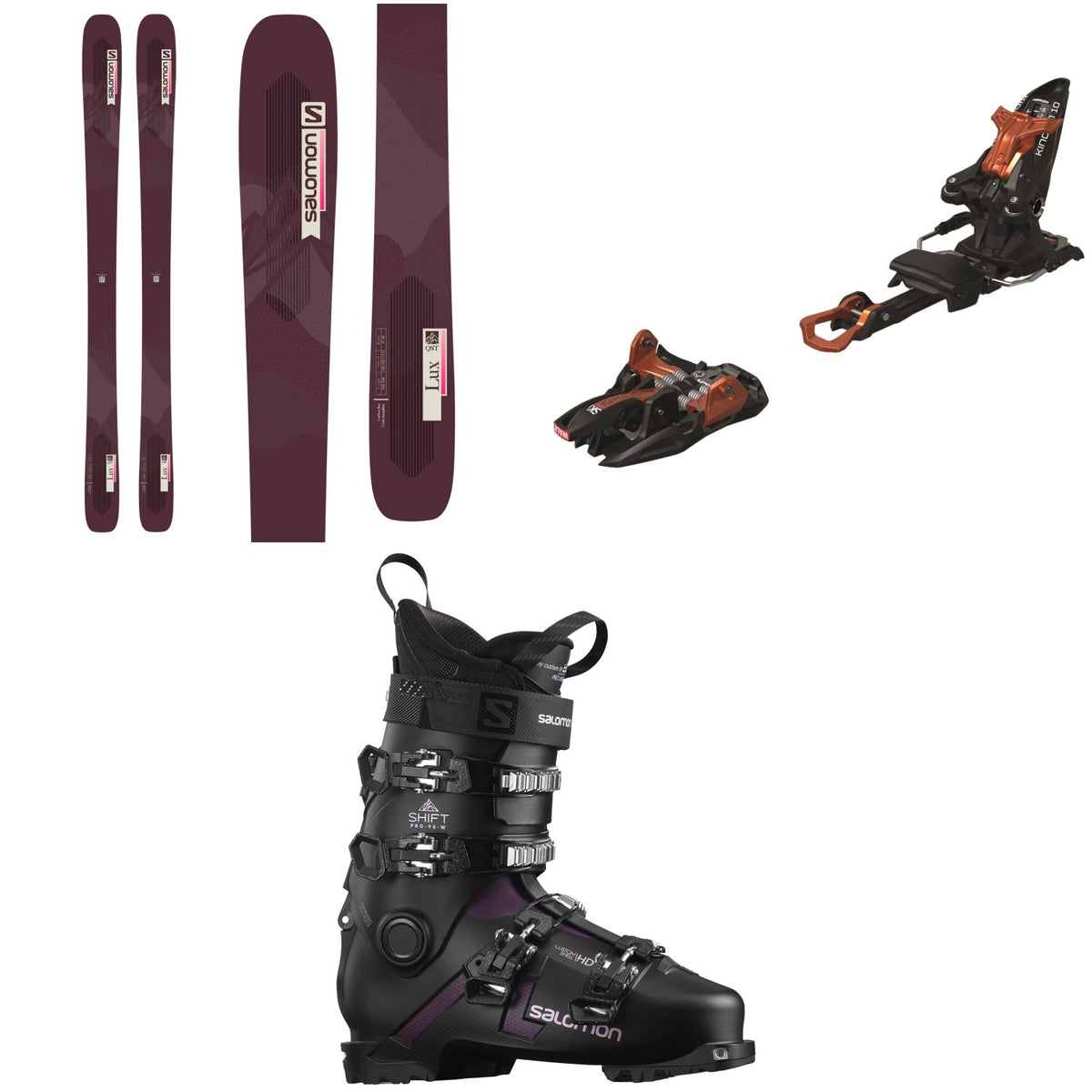 Salomon QST Lux 92 Skis + Marker Kingpin 10 Alpine Touring Ski Bindings + Salomon Shift Pro 90 W Alpine Touring Ski Boots - Women's 2022