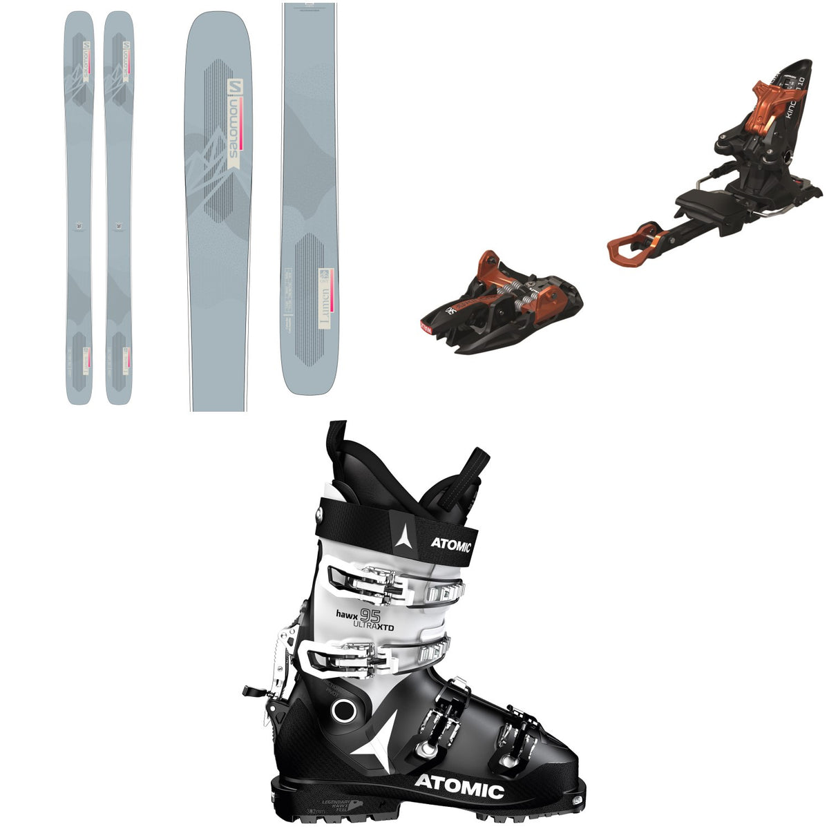 Salomon QST Lumen 99 Skis + Marker Kingpin 10 Alpine Touring Ski Bindings + Atomic Hawx Ultra XTD 95 W CT GW Alpine Touring Ski Boots - Women's 2022