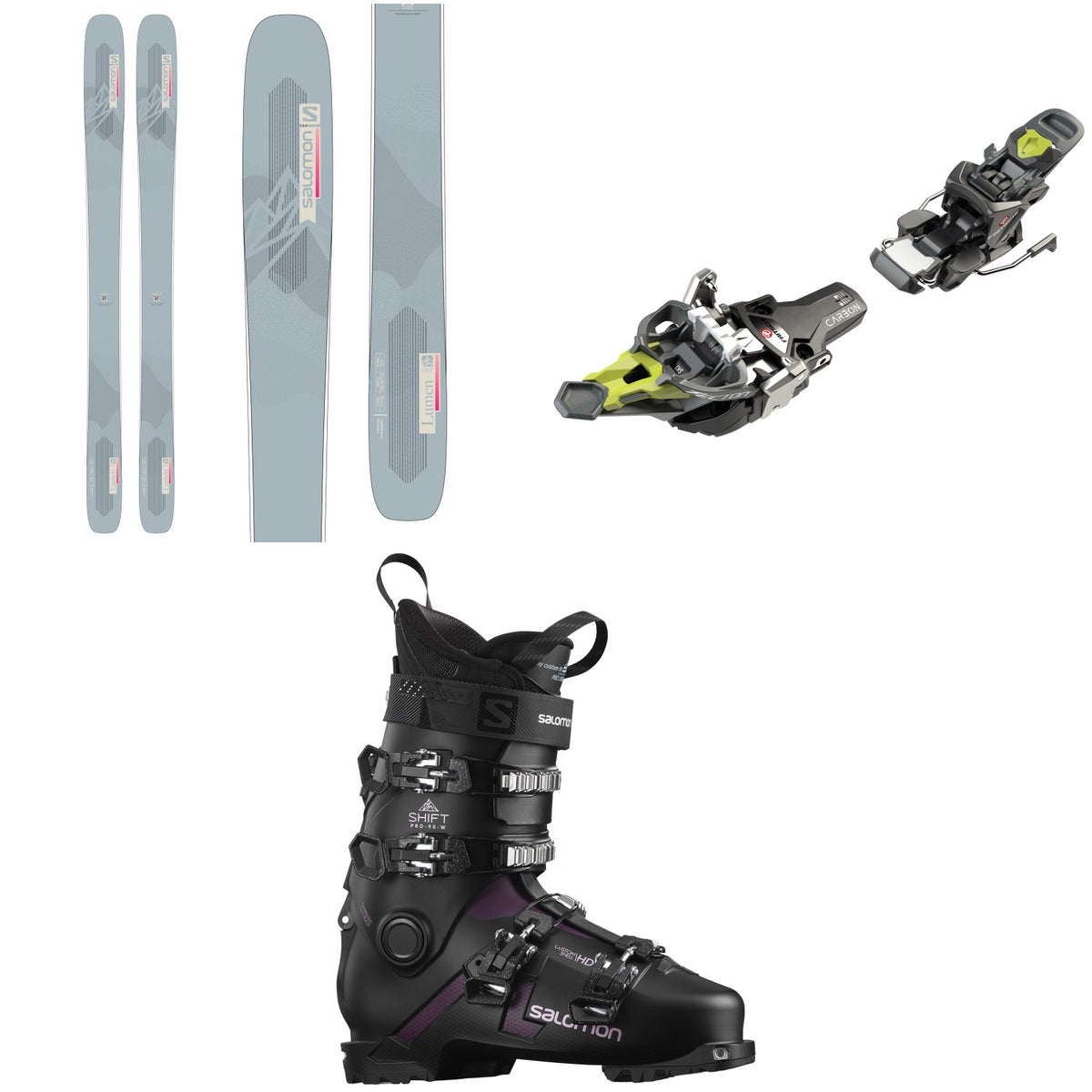Salomon QST Lumen 99 Skis + Fritschi Tecton 12 Alpine Touring Ski Bindings + Salomon Shift Pro 90 W Alpine Touring Ski Boots - Women's 2022
