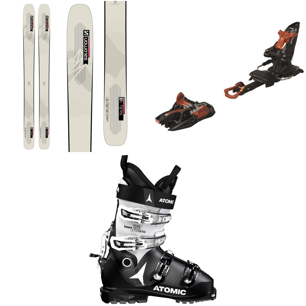Salomon QST Stella 106 Skis + Marker Kingpin 10 Alpine Touring Ski Bindings + Atomic Hawx Ultra XTD 95 W CT GW Alpine Touring Ski Boots - Women's 2022