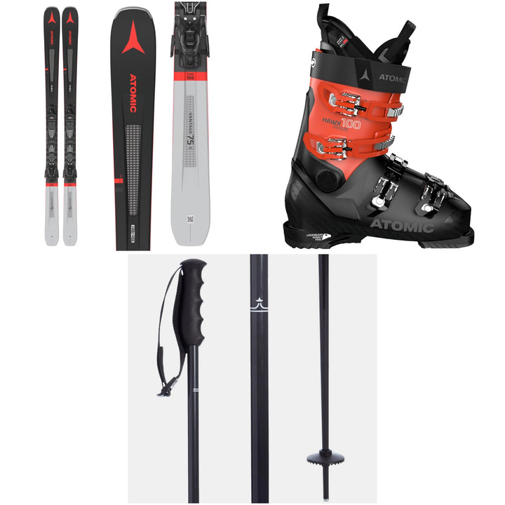 Atomic Vantage 75 C Skis + M 10 GW Bindings + Hawx Prime 100 Ski Boots + evo Merge Ski Poles 2022