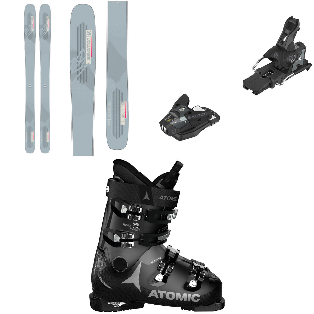 Salomon QST Lumen 99 Skis + STH2 WTR 13 Ski Bindings + Atomic Hawx Magna 75 W Ski Boots - Women's 2022