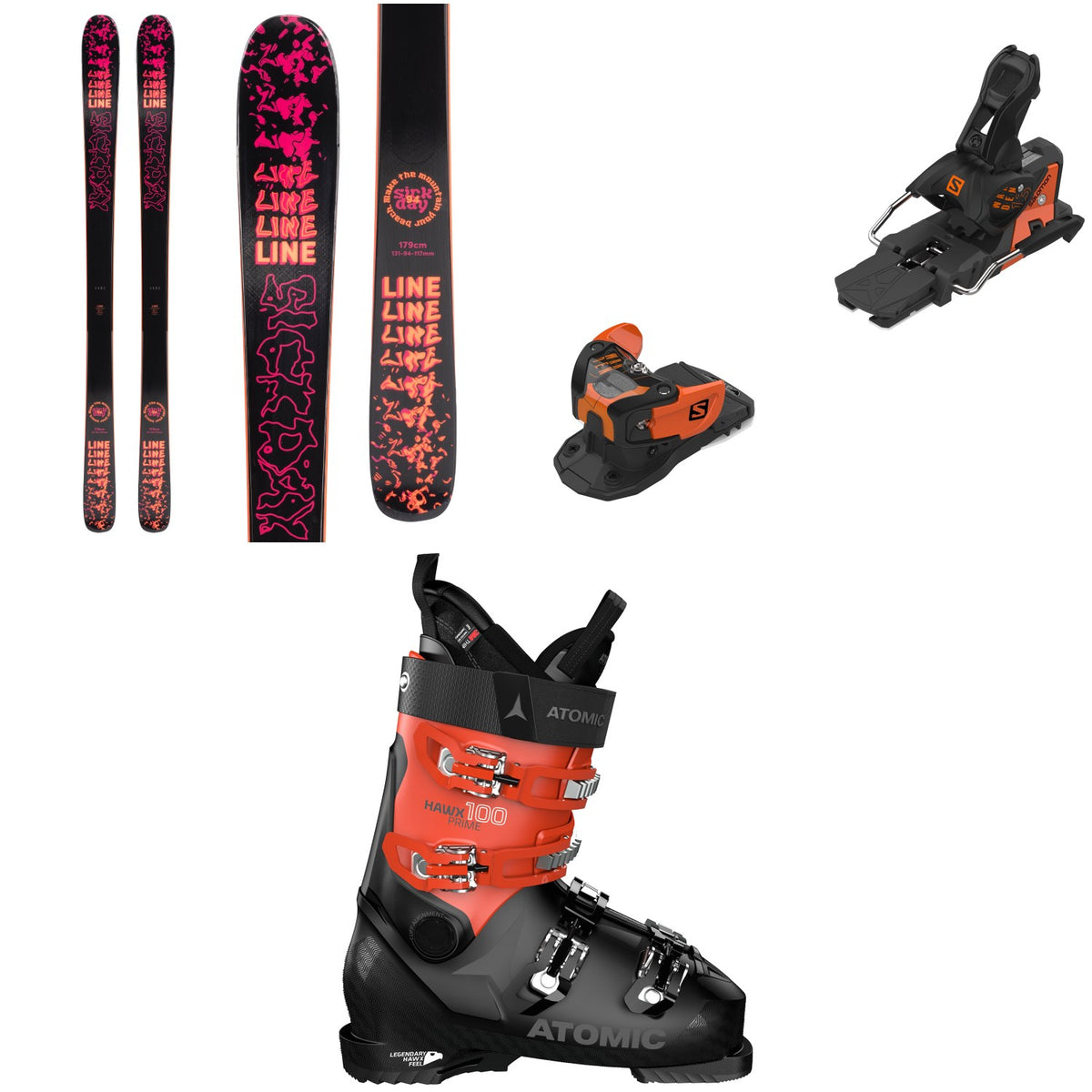 Line Skis Sick Day 94 Skis + Salomon Warden MNC 13 Ski Bindings + Atomic Hawx Prime 100 Ski Boots 2022