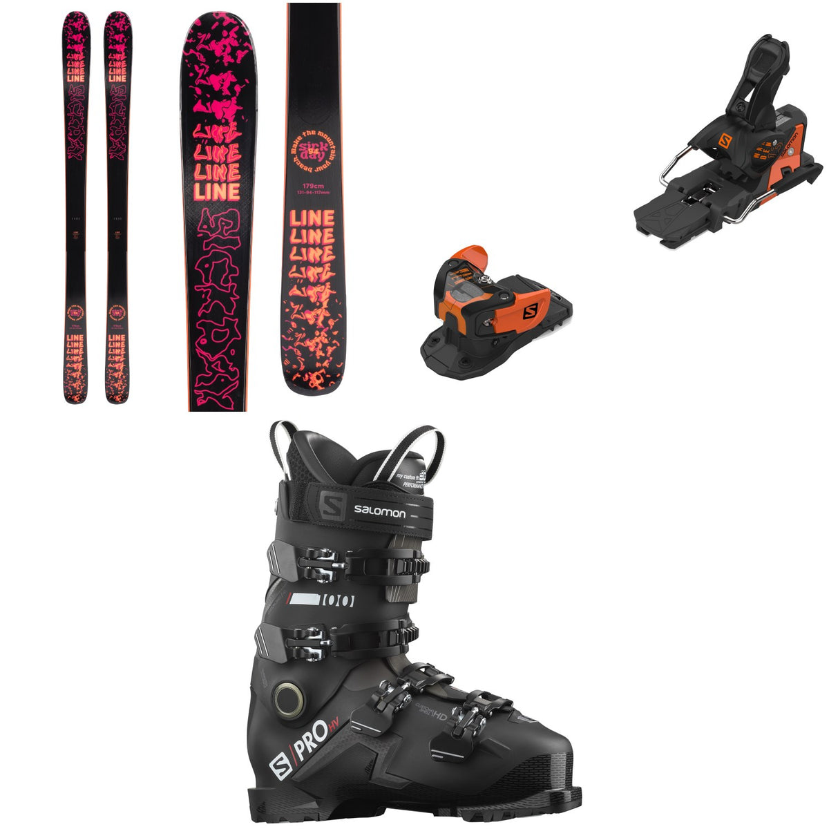 Line Skis Sick Day 94 Skis + Salomon Warden MNC 13 Ski Bindings + Salomon S/Pro HV 100 GW Ski Boots 2022
