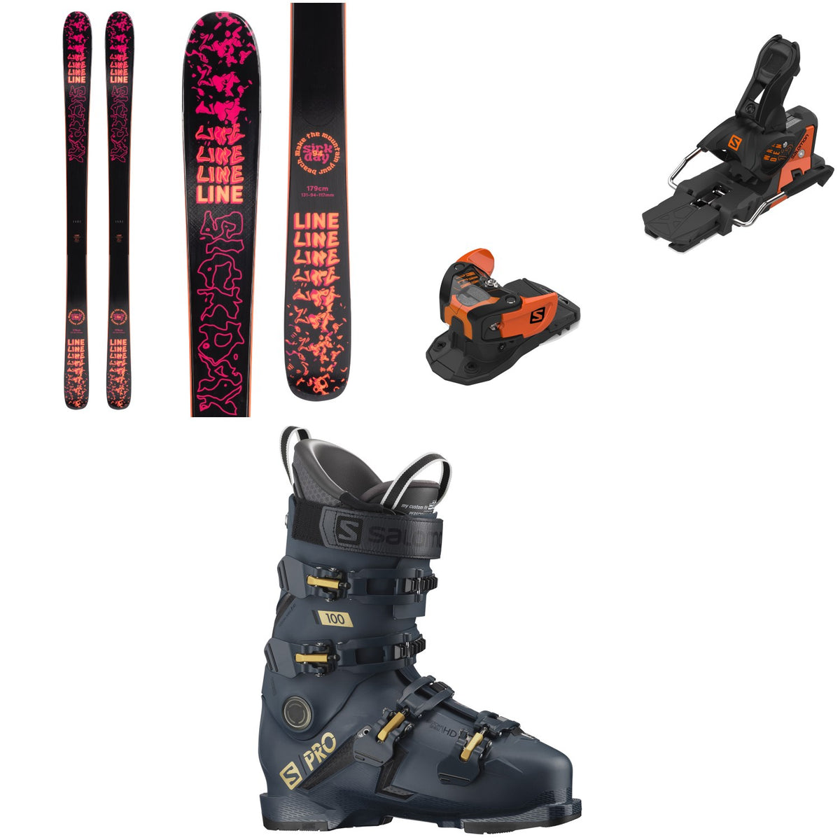 Line Skis Sick Day 94 Skis + Salomon Warden MNC 13 Ski Bindings + Salomon S/Pro 100 GW Ski Boots 2022
