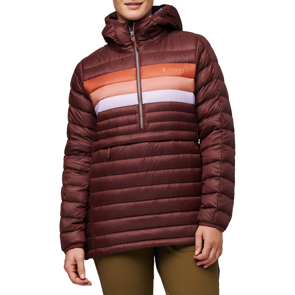 Cotopaxi Fuego Down Hooded Pullover - Women's Chestnut Stripes