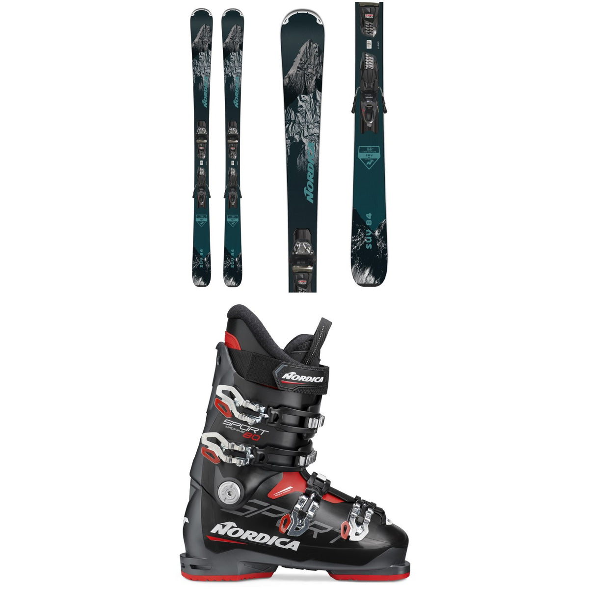 Nordica SUV 84 + TP2 Compact FDT Ski Bindings + Nordica Sportmachine 80 Alpine Ski Boots 2023