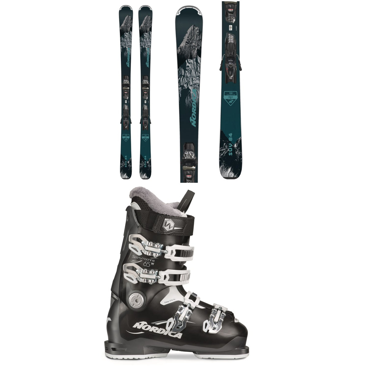Nordica SUV 84 + TP2 Compact FDT Ski Bindings + Nordica Sportmachine 65 W Ski Boots - Women's 2023