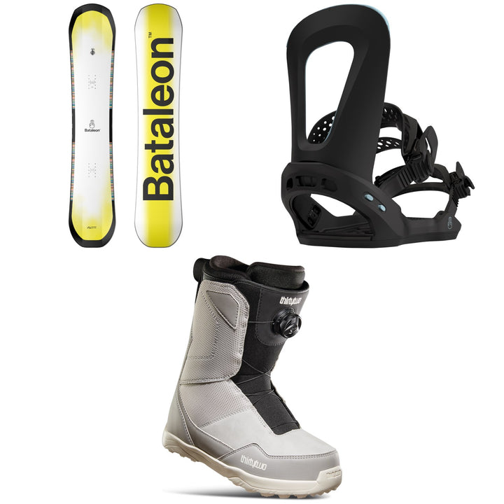 Bataleon Fun.Kink Snowboard + Chaser Snowboard Bindings + thirtytwo Shifty Boa Snowboard Boots 2023