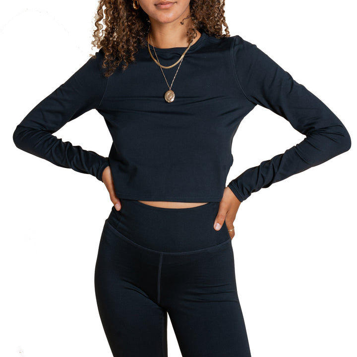 Girlfriend Collective Reset Cropped Long-Sleeve Tee - Women's Black