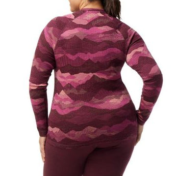 Smartwool Classic Thermal Merino Base Layer Pattern Plus Top - Women's Festive Fuchsia Mountain Scape