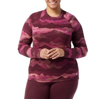 Smartwool Classic Thermal Merino Base Layer Pattern Plus Top - Women's Festive Fuchsia Mountain Scape
