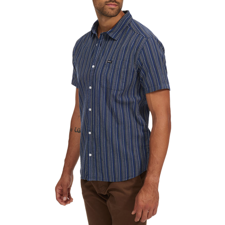 RVCA Endless Seersucker Short-Sleeve Shirt Moody Blue