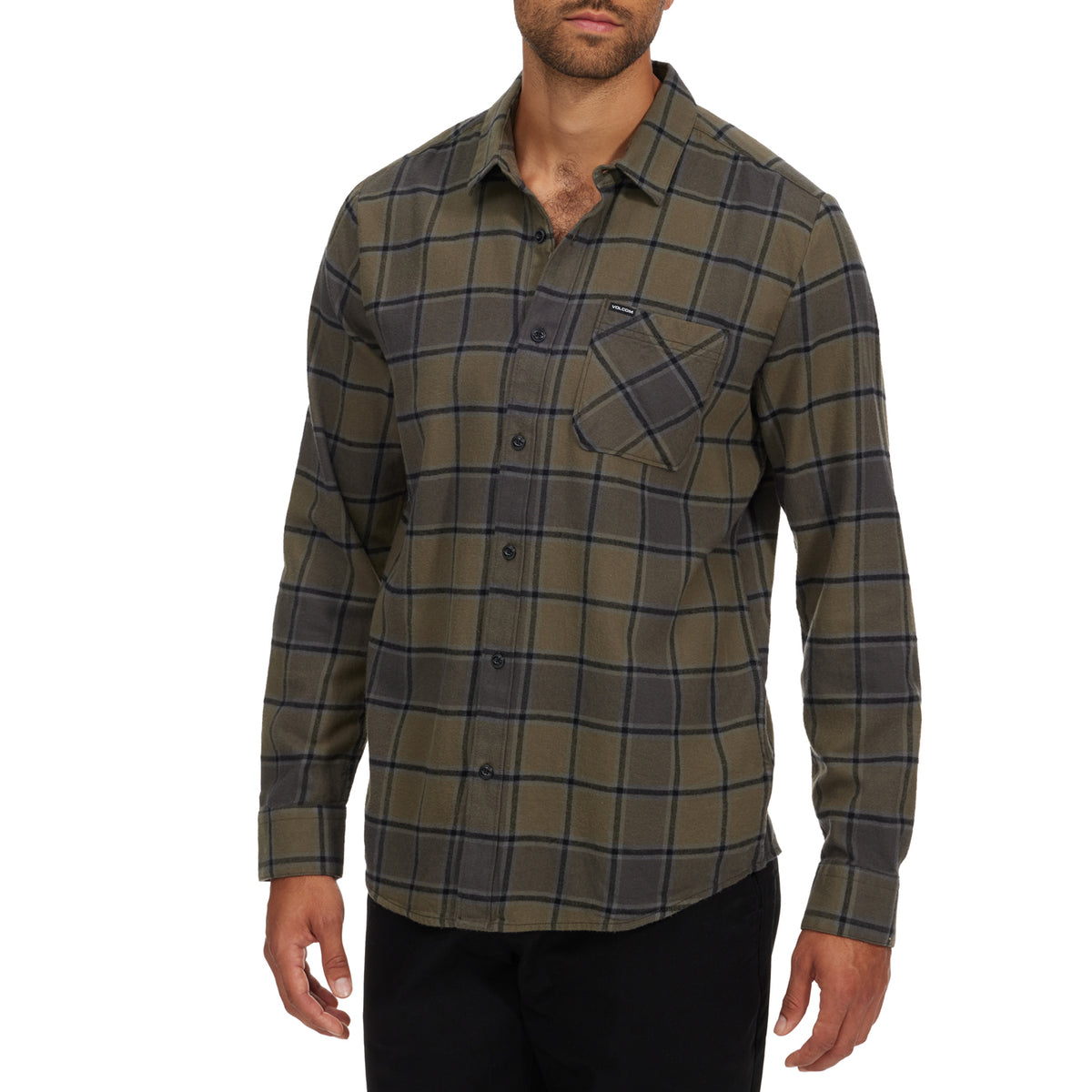 Volcom Caden Plaid Long-Sleeve Shirt - Men's Military