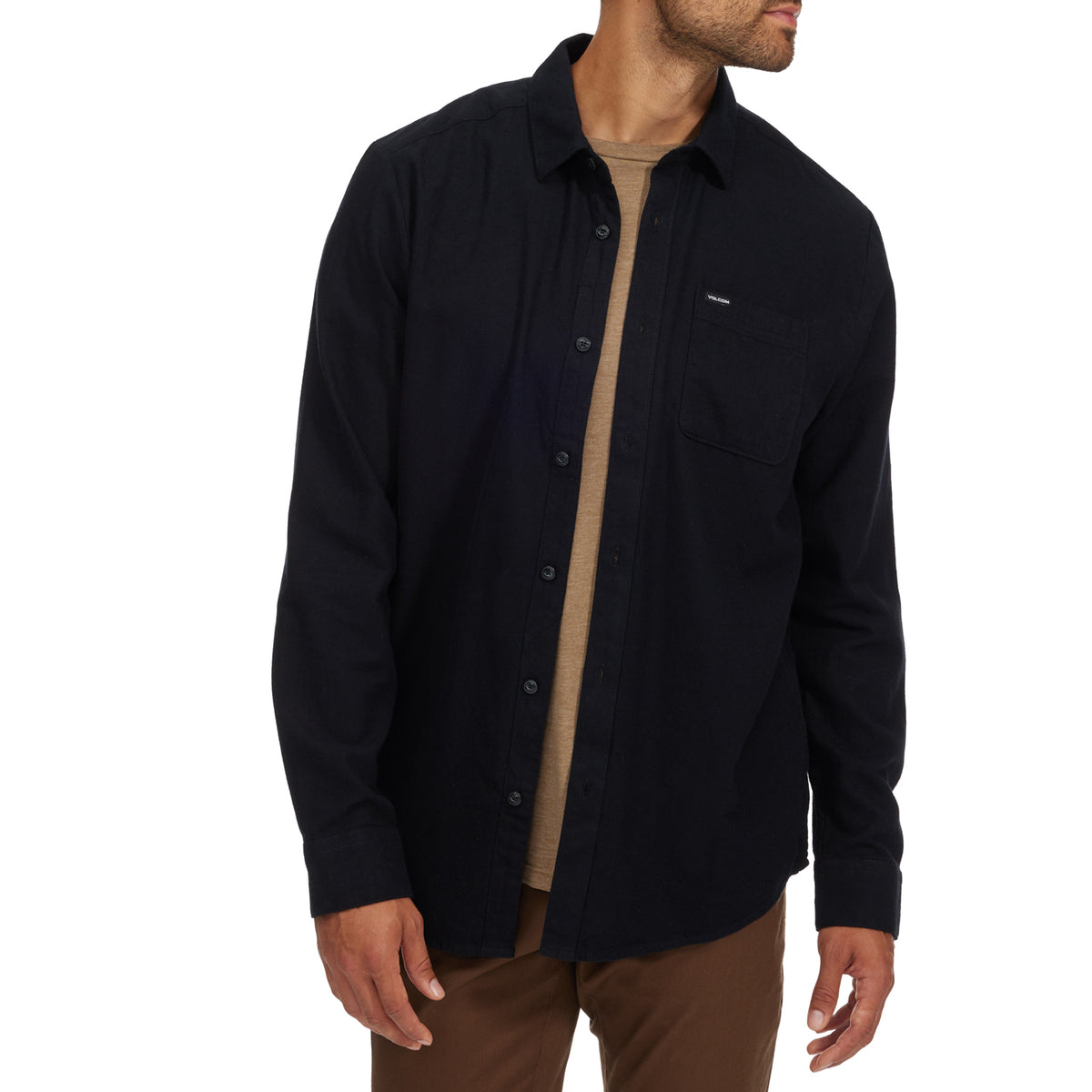 Volcom Caden Solid Long-Sleeve Shirt - Men's Black