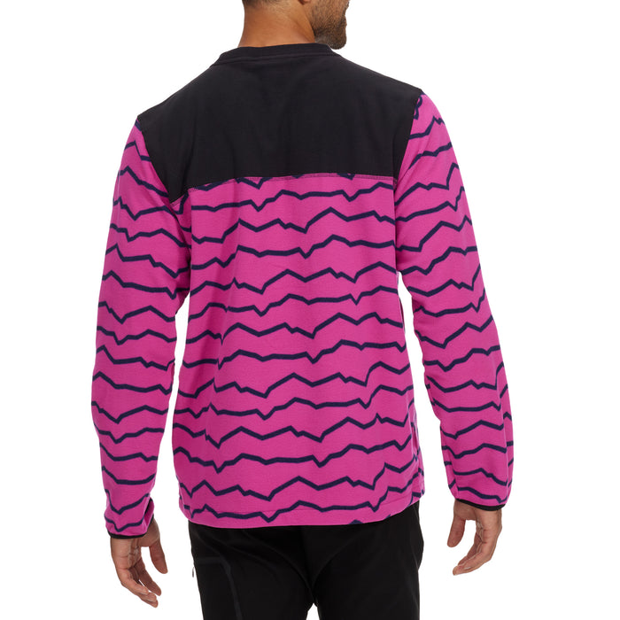 The North Face Printed TKA Glacier Crew - Men's Fuschia Pink Linear Mountains Print/TNF Black