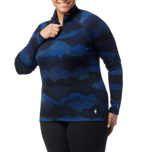 Smartwool Classic Thermal Merino Base Layer Pattern 1/4 Zip Plus Top - Women's Blueberry Hill Mountain Scape