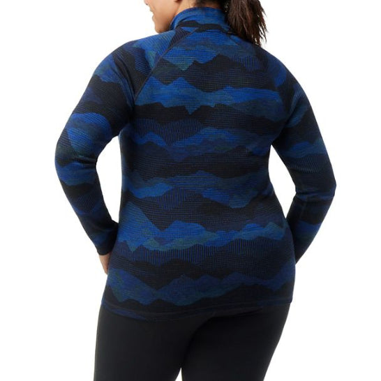 Smartwool Classic Thermal Merino Base Layer Pattern 1/4 Zip Plus Top - Women's Blueberry Hill Mountain Scape
