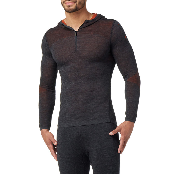 Smartwool Intraknit Thermal Merino Base Layer 1/2 Zip Hoodie - Men's Charcoal Heather