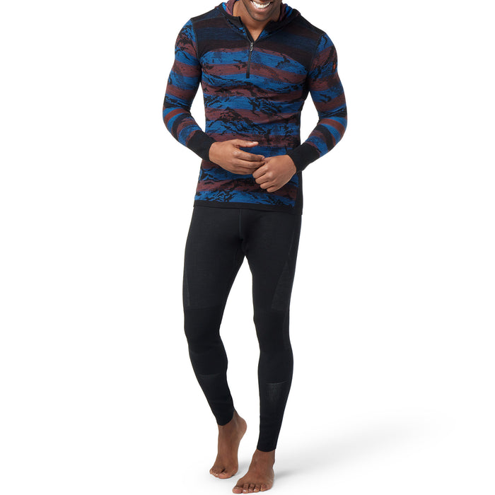 Smartwool Intraknit Thermal Merino Base Layer Pattern 1/2 Zip Hoodie - Men's Black Mountain