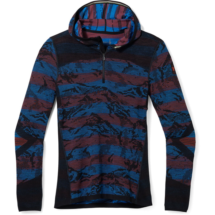 Smartwool Intraknit Thermal Merino Base Layer Pattern 1/2 Zip Hoodie - Men's Black Mountain