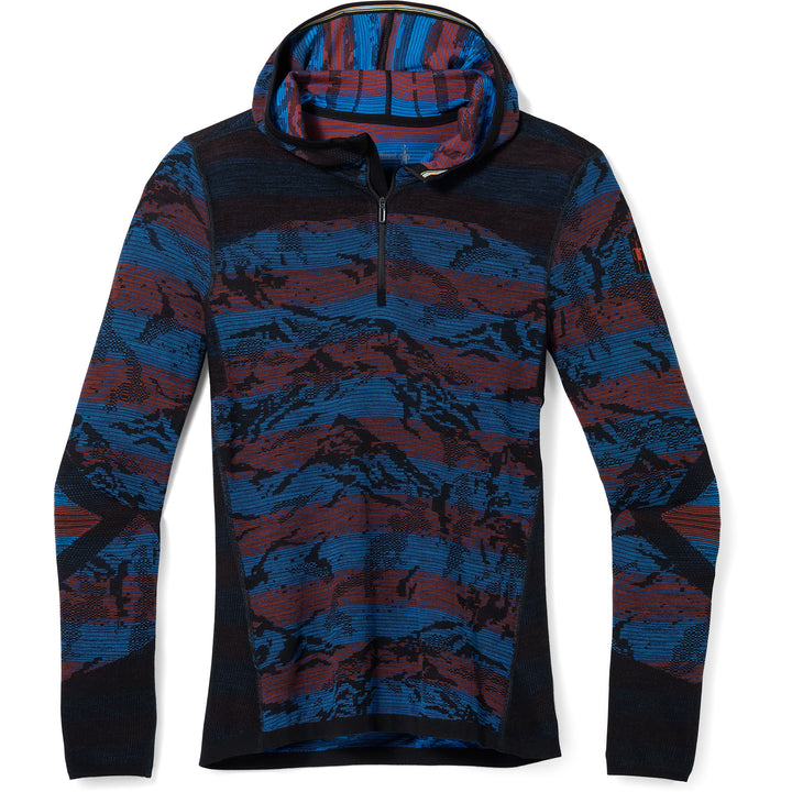 Smartwool Intraknit Thermal Merino Base Layer Pattern 1/2 Zip Hoodie - Men's Black Mountain