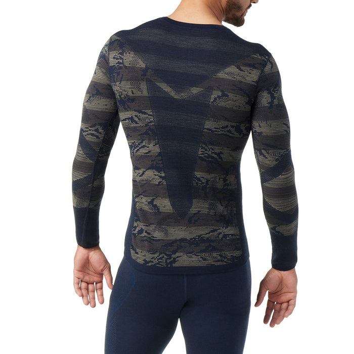 Smartwool Intraknit Thermal Merino Base Layer Pattern Crew Top - Men's Deep Navy Mountain