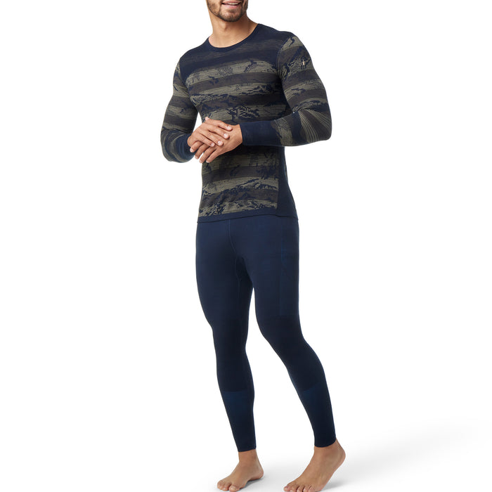 Smartwool Intraknit Thermal Merino Base Layer Pattern Crew Top - Men's Deep Navy Mountain