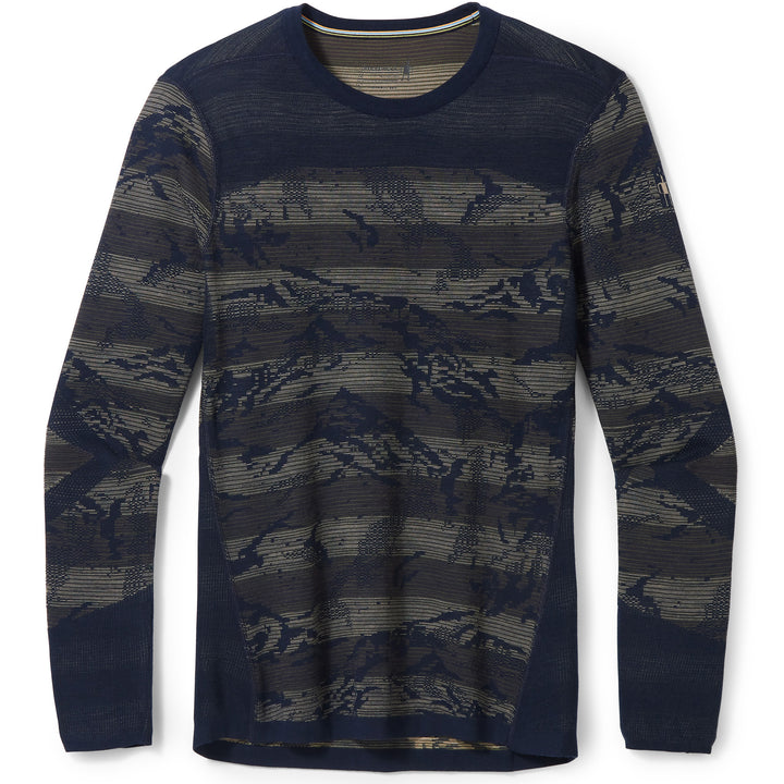 Smartwool Intraknit Thermal Merino Base Layer Pattern Crew Top - Men's Deep Navy Mountain