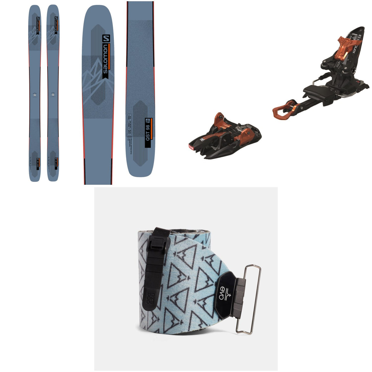 Salomon QST 98 Skis 2023 + Marker Kingpin 13 Alpine Touring Ski Bindings 2020 + evo x Pomoca Pro Glide Climbing Skins