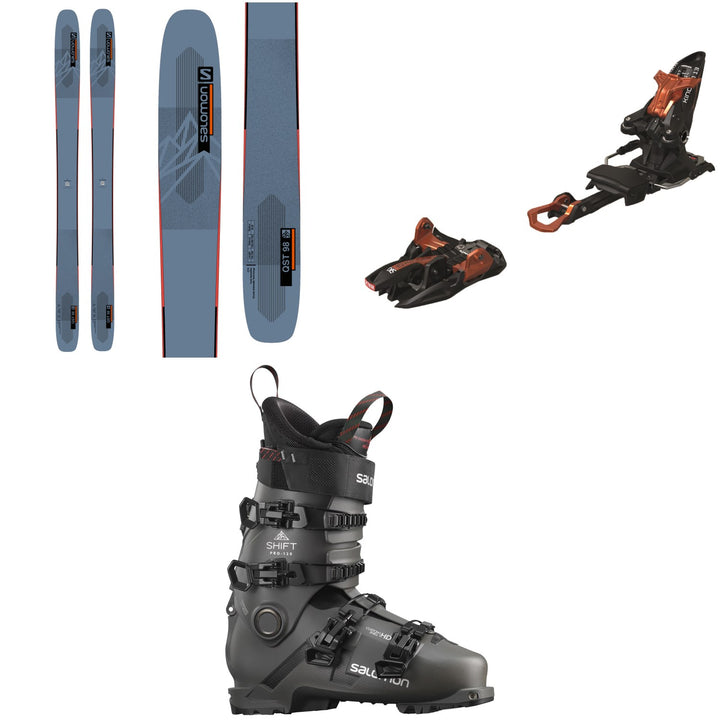 Salomon QST 98 Skis 2023 + Marker Kingpin 13 Alpine Touring Ski Bindings 2020 + Salomon Shift Pro 120 Alpine Touring Ski Boots 2022