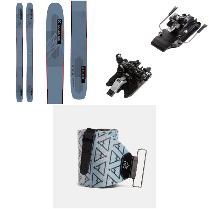 Salomon QST 98 Skis 2023 + Black Diamond Helio 350 Demo Alpine Touring Bindings 2022 + evo x Pomoca Pro Glide Climbing Skins