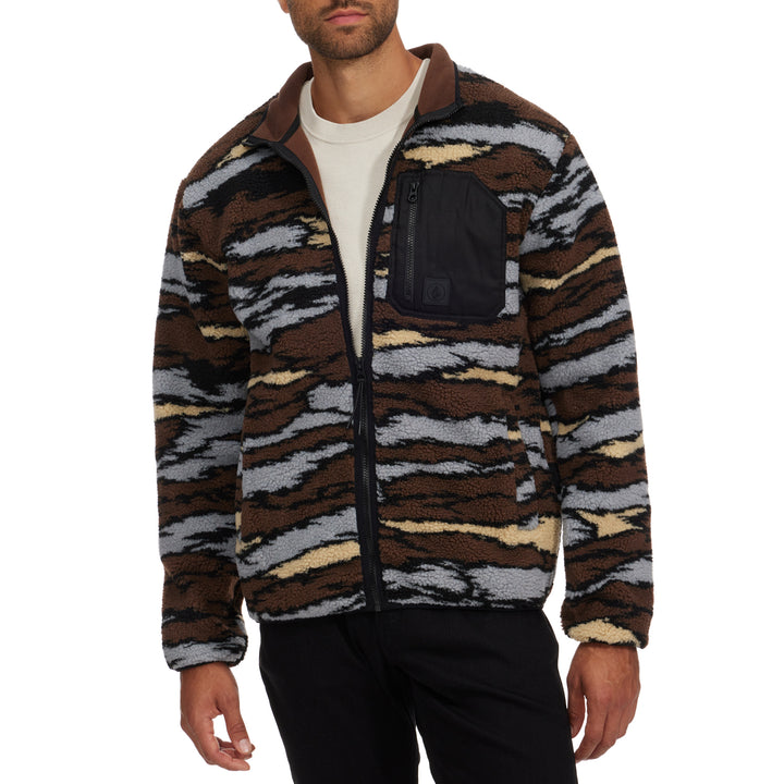 Volcom Muzzer Fuzzar Zip Up Sweatshirt - Men's Bark Brown