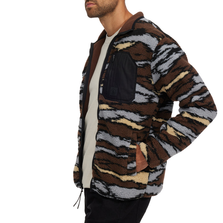 Volcom Muzzer Fuzzar Zip Up Sweatshirt - Men's Bark Brown