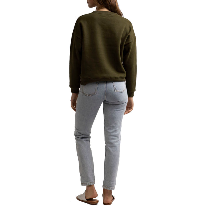 Rhythm Classic Crew Neck Fleece Sweater - Women's Olive