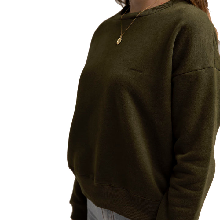 Rhythm Classic Crew Neck Fleece Sweater - Women's Olive