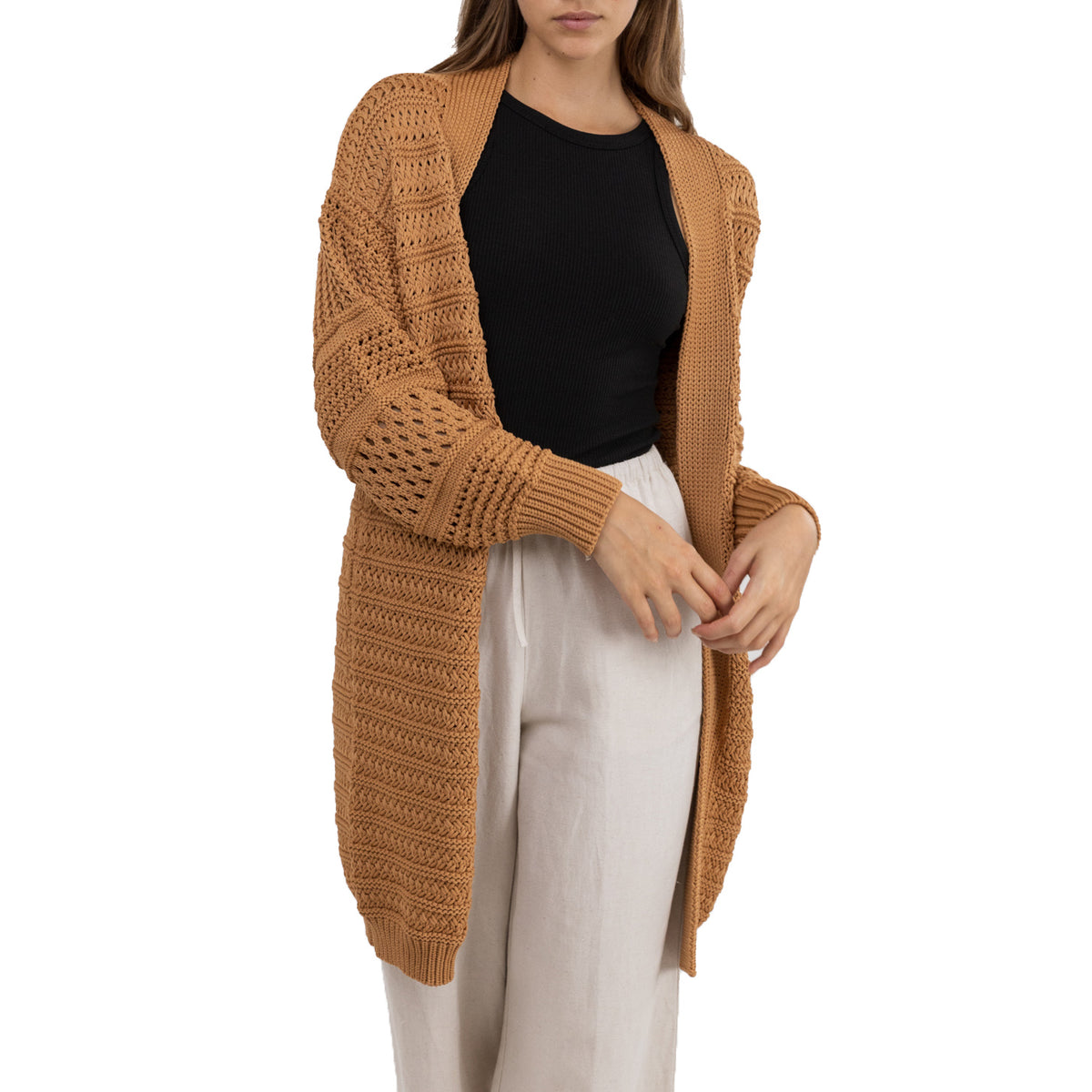 Rhythm Chunky Knit Cardigan - Women's Caramel