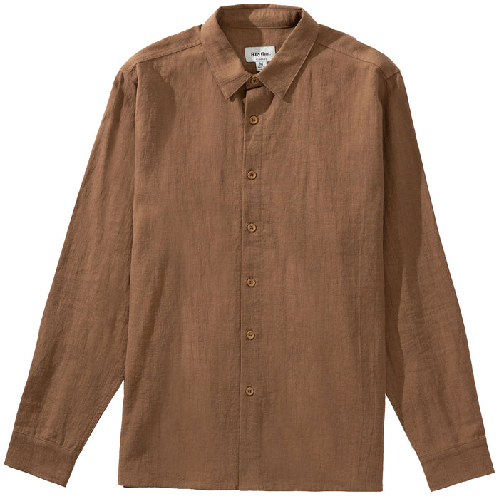 Rhythm Classic Linen Long-Sleeve Shirt - Men's Coffee