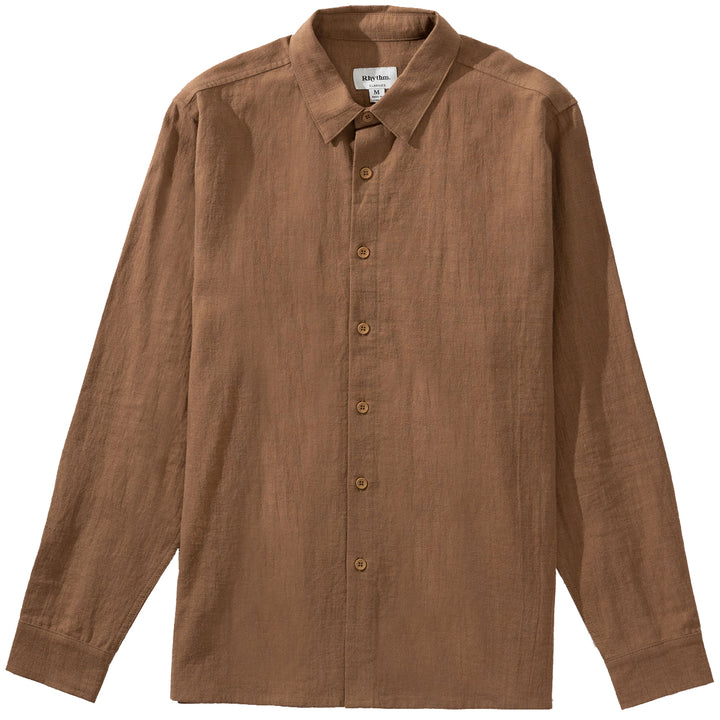Rhythm Classic Linen Long-Sleeve Shirt - Men's Coffee