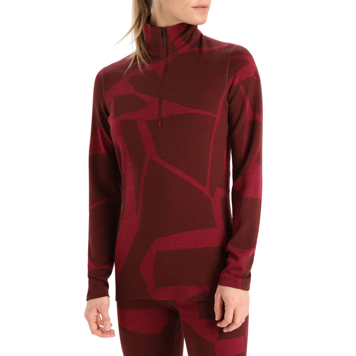 Icebreaker 250 Vertex Long-Sleeve Half Zip Top - Women's Espresso/Cherry/J