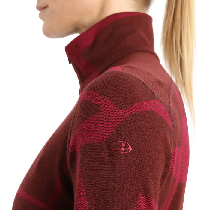 Icebreaker 250 Vertex Long-Sleeve Half Zip Top - Women's Espresso/Cherry/J