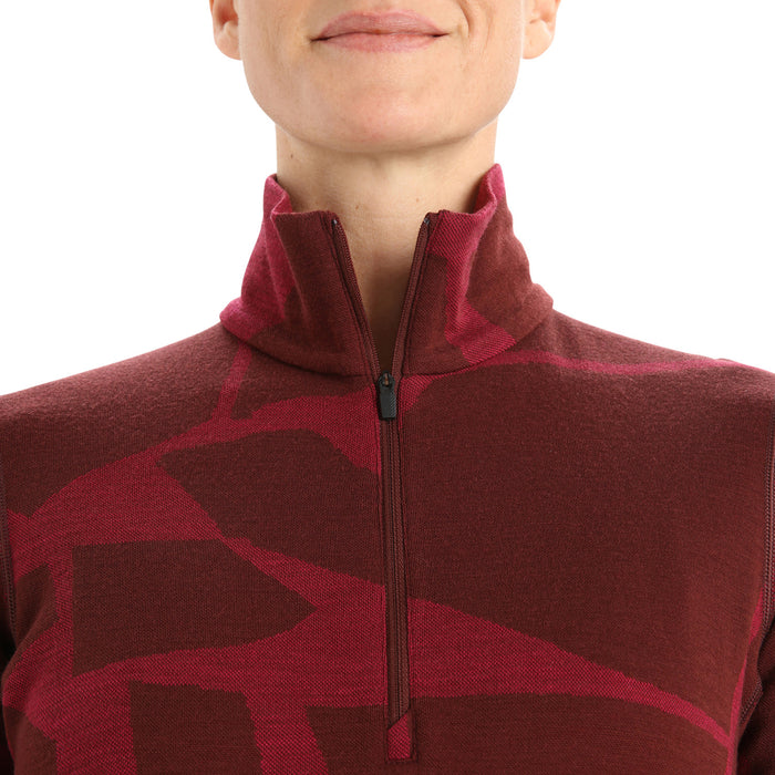 Icebreaker 250 Vertex Long-Sleeve Half Zip Top - Women's Espresso/Cherry/J