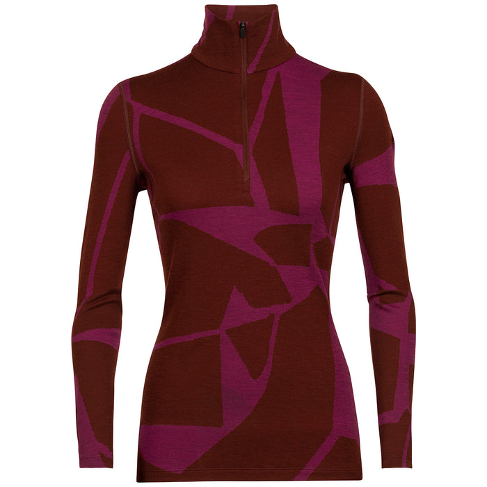 Icebreaker 250 Vertex Long-Sleeve Half Zip Top - Women's Espresso/Cherry/J