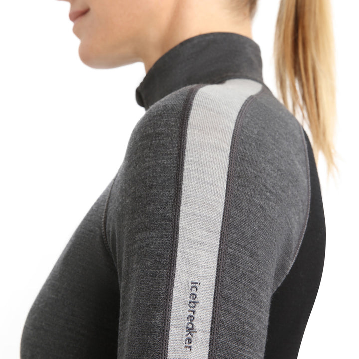 Icebreaker 260 ZoneKnit Long-Sleeve Half Zip Top - Women's Jet Heather/Black/Metro Heather/CB
