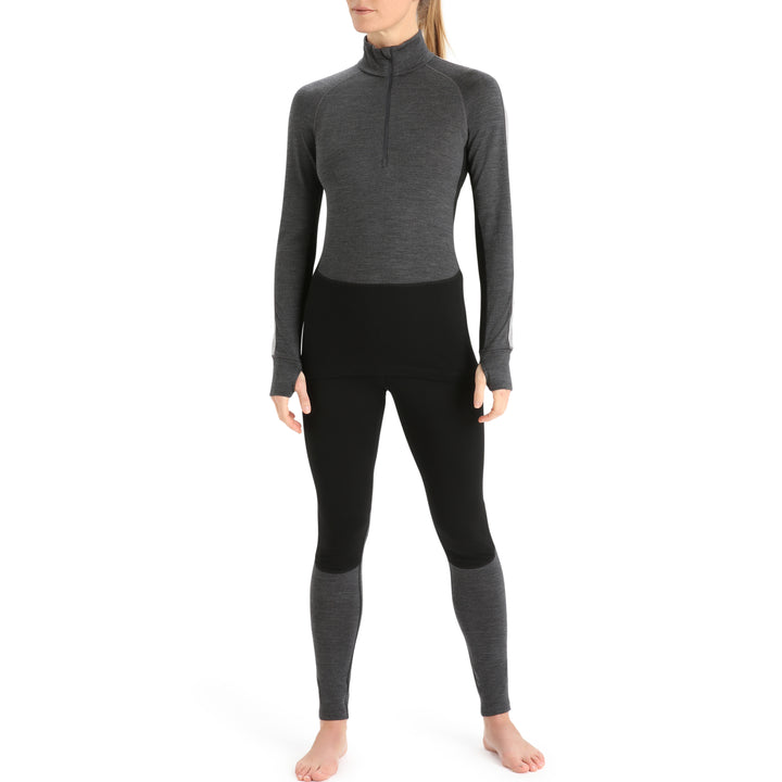 Icebreaker 260 ZoneKnit Long-Sleeve Half Zip Top - Women's Jet Heather/Black/Metro Heather/CB