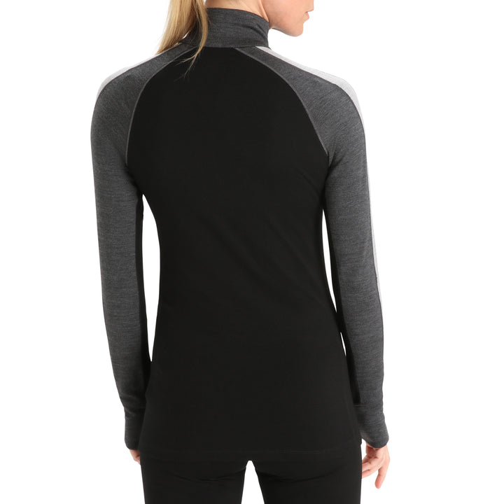 Icebreaker 260 ZoneKnit Long-Sleeve Half Zip Top - Women's Jet Heather/Black/Metro Heather/CB