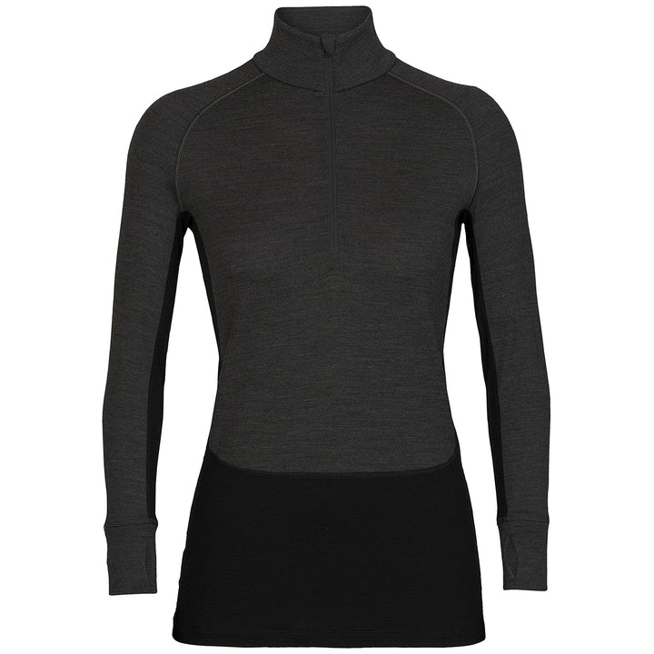 Icebreaker 260 ZoneKnit Long-Sleeve Half Zip Top - Women's Jet Heather/Black/Metro Heather/CB